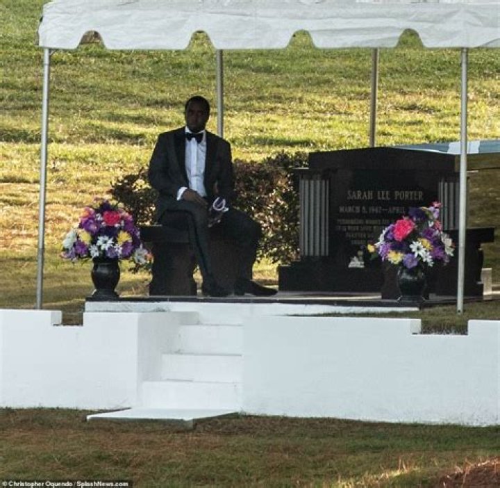 Diddy Appears Devastated At Kim Porter's Funeral Sitting Alone On Gravesite