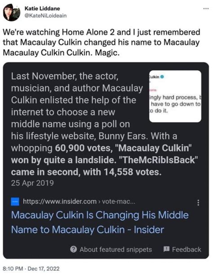 Macaulay Culkin Legally Changing Name To "Macaulay Macaulay Culkin Culkin"