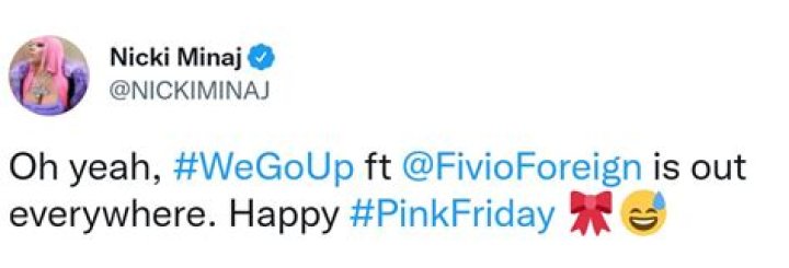 Nicki Minaj Celebrates Fivio Foreign Collab "We Go Up" Taking No. 1 Spot On iTunes