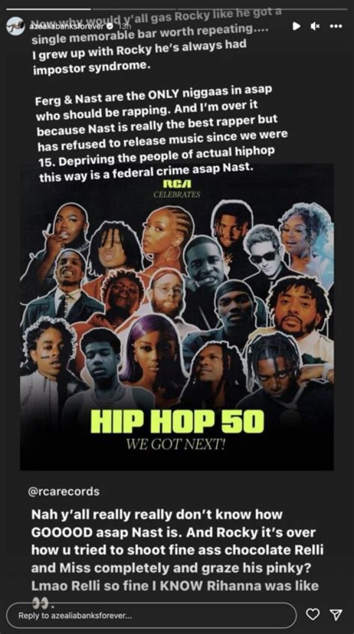 Azealia Banks Praises Cardi B & Tinashe, Disses ASAP Rocky, Rihanna & Others