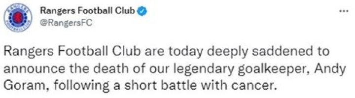 
Andy Goram Death From Oesophageal Cancer, Twitter Floods With Tribute Post 