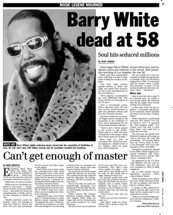 Barry White Cause of Death, How did Barry White Die?