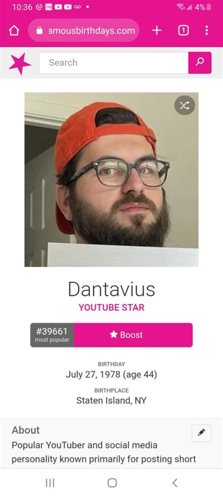 Astrology Birth Chart of Dantavius (YouTube Star) 2024