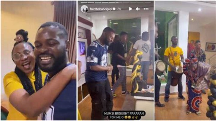 
Falz’s Mother Surprises Him with ‘Drummers’, Paranran, As He Hits 32, Prays for Wife and Not Baby Mama 