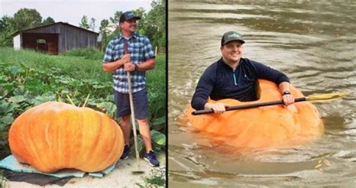 Watch This Farmer Paddle A 910-Pound 'Pumpkin Boat' On The Water