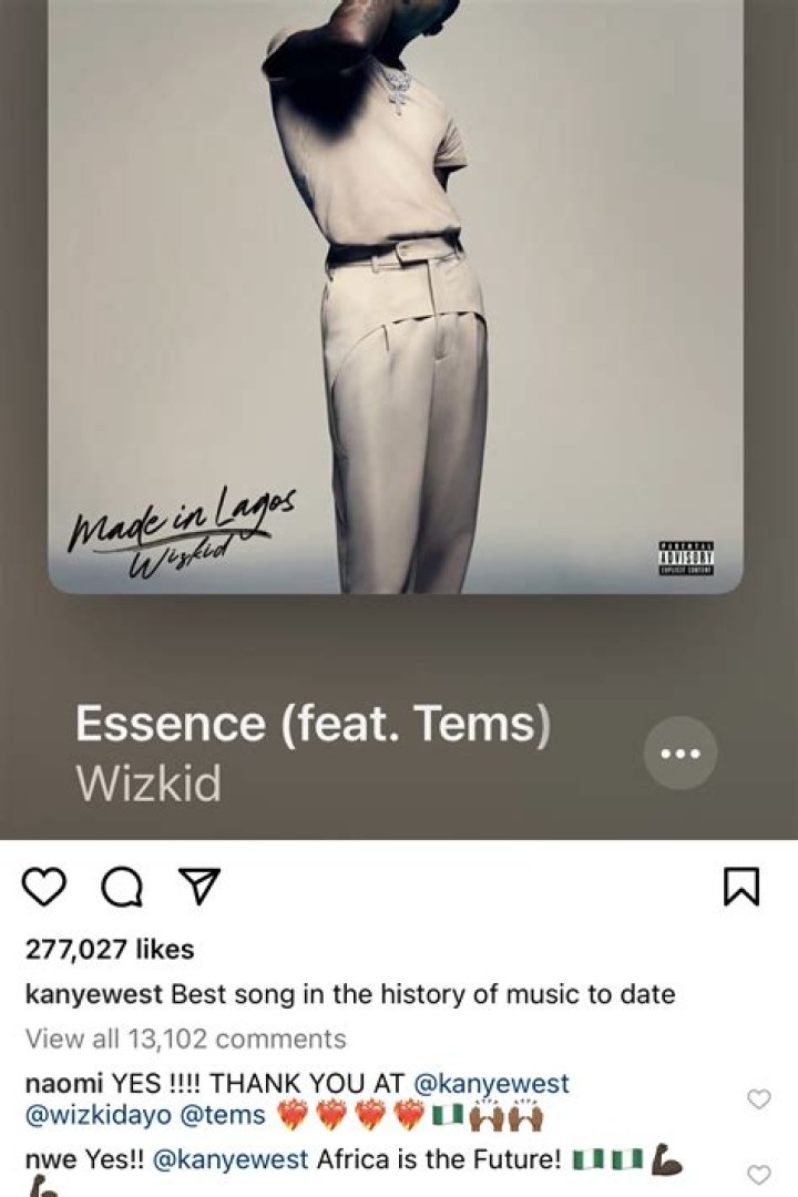 
Kanye West Names WizKid & Tems ‘Essence’ Best Song In History Of Music 