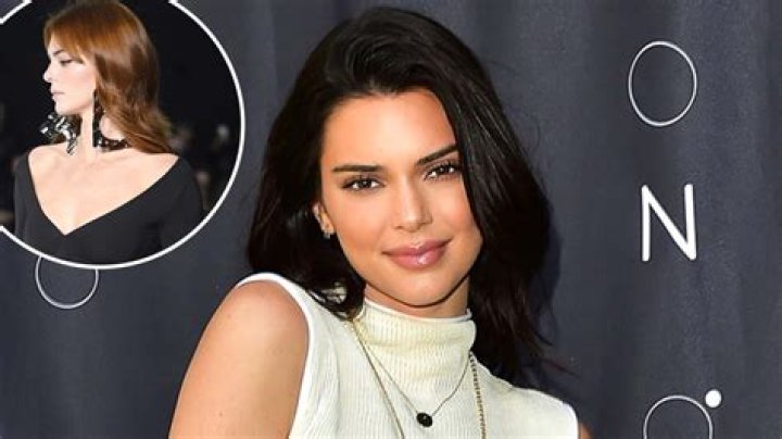 Kendall Jenner Rocks Deep Plunging Dress and New Auburn Hair Walking in Paris Fashion Week Show