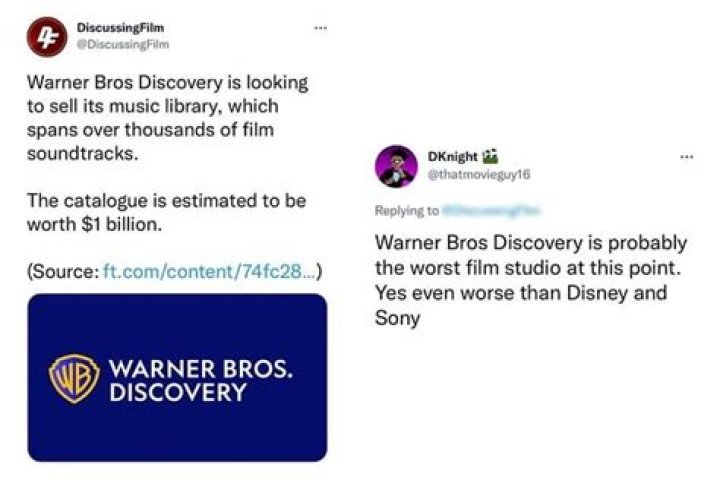 
“Worst film studio at this point”: Twitter furious as Warner Bros Discovery reportedly plans to sell its music library 